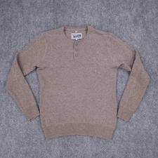 Schott Bros Sweater Mens Small Brown Wool Blend Henley Pullover Waffle Knit Warm