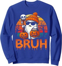 Bruh Ghost Halloween Cute Ghost Trick Or Treat Fun Unisex Crewneck Sweatshirt