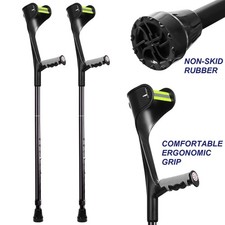 Adult Forearm Crutches, Upgraded Design, 10-Height Levels, Open Cuff, Foldable