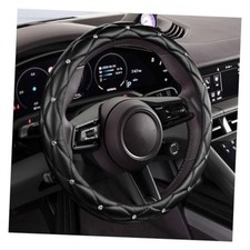 Diamond Soft Leather Bling Steering Wheel Cover Universal Car Steering Black