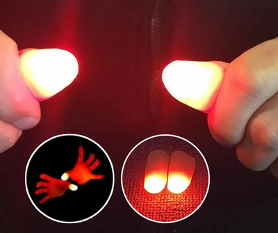 2PCS Fake Thumb Tips Magic Trick Light Up Fingers Prank Prop
