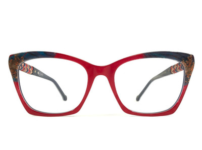 Coco Song Brillenfassung Bamboo Herz Col.2 Blau Rot Gold Katzenaugen 55-18-140