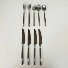 International Stainless Radial Pattern Discontinued 9 Pieces Fork Spoon Knife