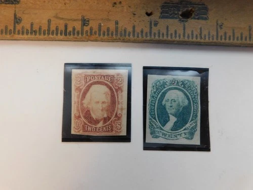 CIVIL WAR DOCUMENT-  Confederate CS Stamps Washington Twenty Calhoun 2 Cents
