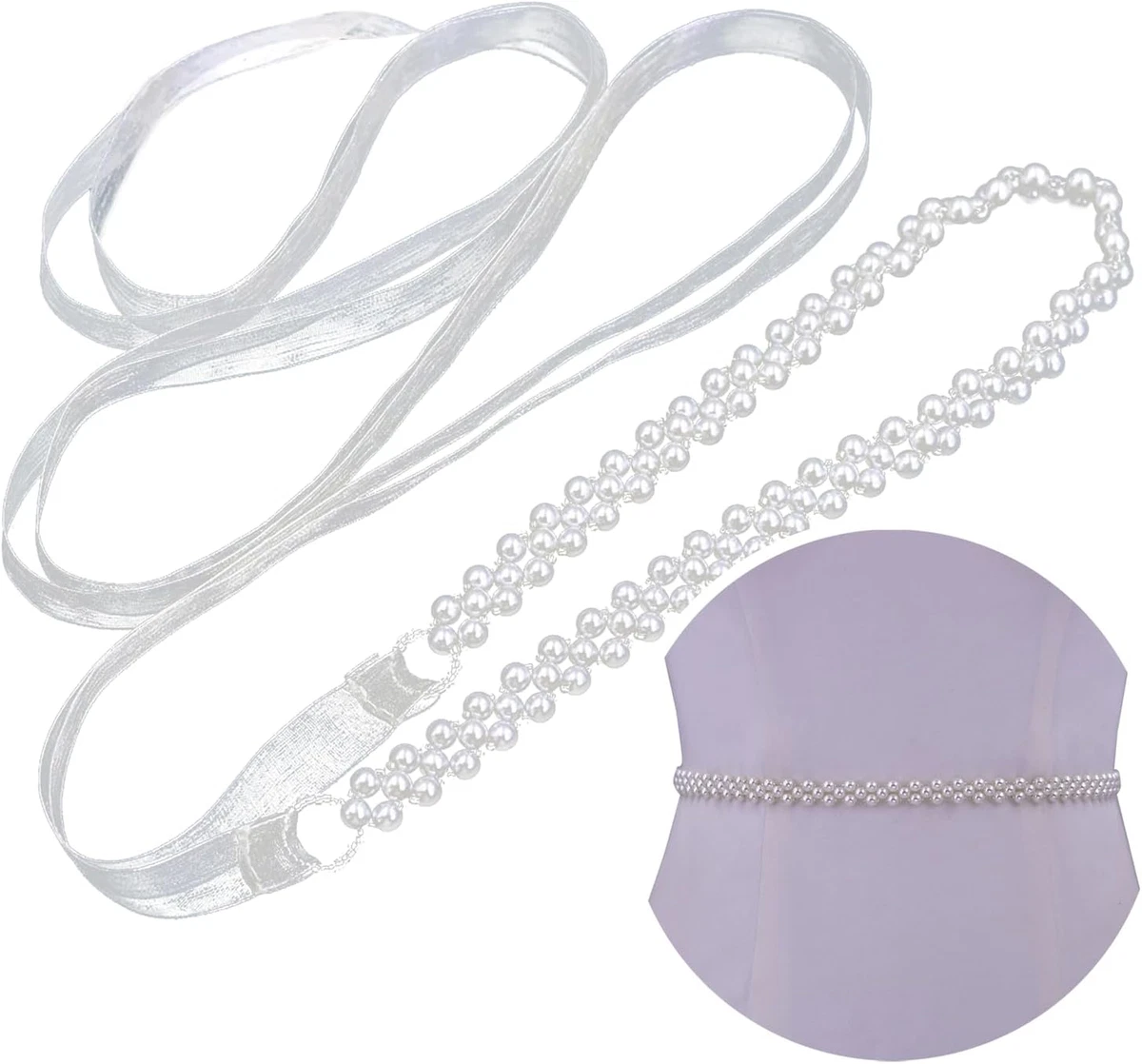 En Vogue Cultured Pearl Rhinestone Wedding Dress Belt‎ With White Sash $180 beaded wedding dress sash products for sale | eBay main image 2