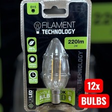 2W B15 LED Filament Candle 12 PACK Bulbs Bayonet Screw Cap Light Bulb