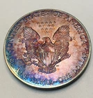 2019 American Silver Eagle 1oz Silver Coin, Toning In Capsule. Read Description