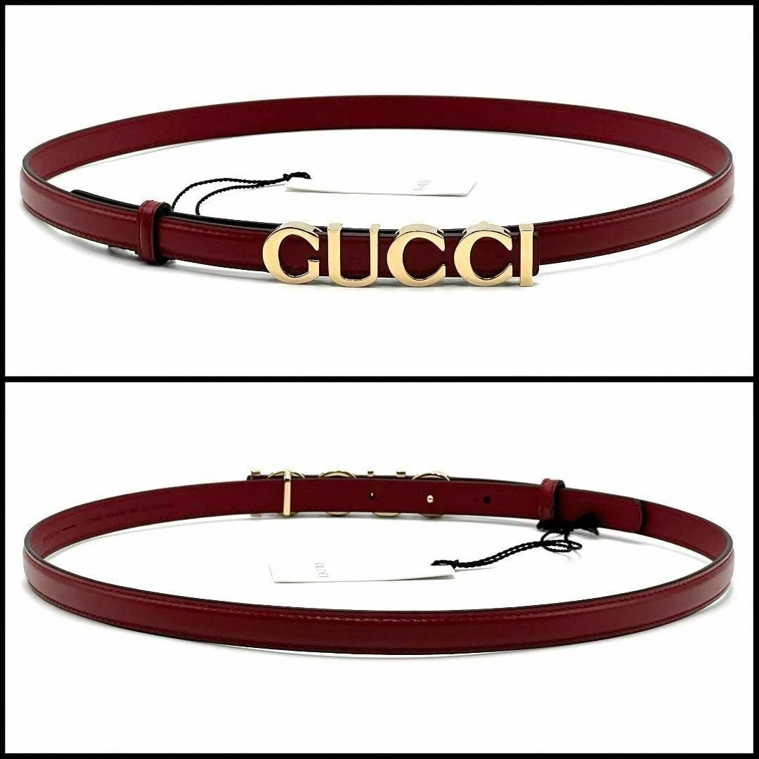 Ceinture logo GUCCI 80/32 751602 boucle rouge or cuir sans boite femme slim