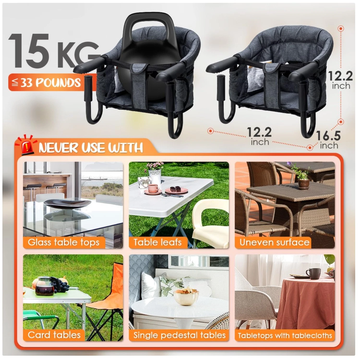 Easy-Install Hook-On Chair with Safety Harness