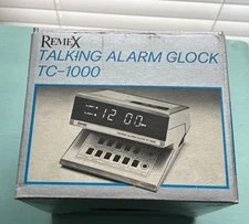 VINTAGE 1970'S REMEX TALKING ALARM CLOCK TC1000 RARE TC-1000 ORIGINAL BOX WORKS!