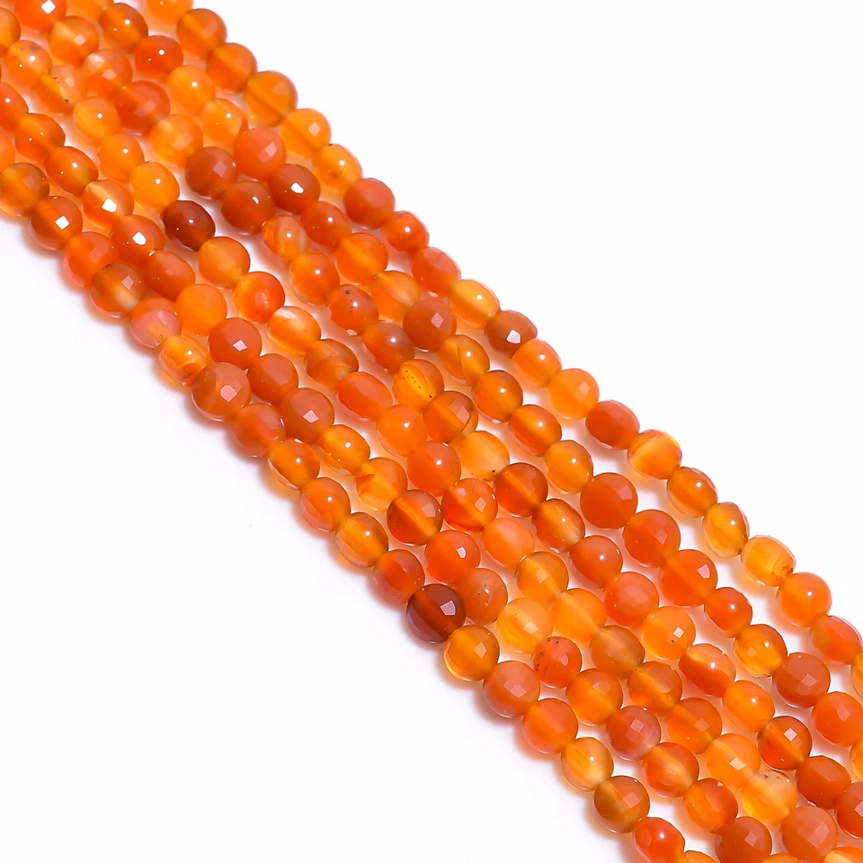 Натуральный сердолик диско драгоценных камней монета форме граненый бисер 4 x 4 мм прядь 13 «EB158 - Изображение 2 из 2