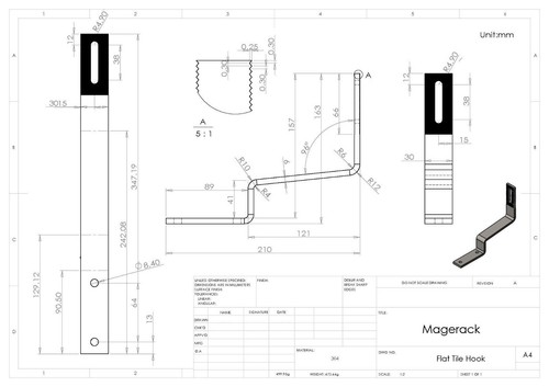 Magerack Flat Tile Hook Bracket & Flashing Solar Panel PV Module Mounting 10 Set - Picture 4 of 5
