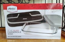 Parini 13" x 8" Glass Casserole Dish w/Lid & Insulated Carrier - New in Box!