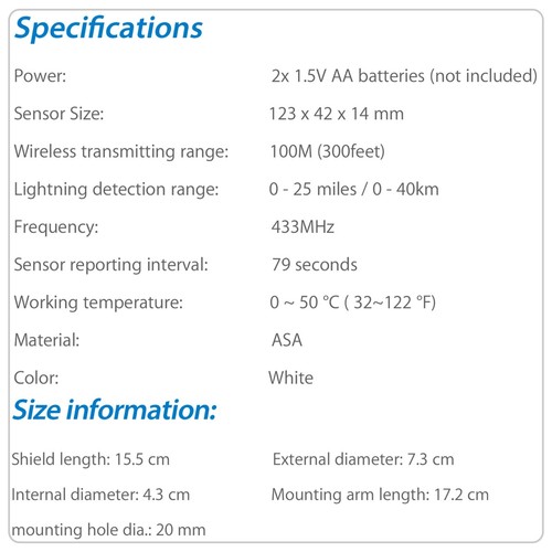 Thunder Lightning Sensor design for PanTech Weather Station PT-HP2550 2553 2564 - Picture 5 of 11