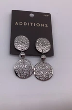 Chico's Silver / Crystal Clip earrings  nwts