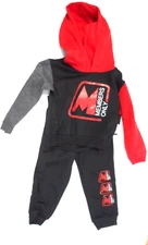 Boys Members Only $38 Red & Black Hoodie & Sweat Pants 2PC. Set Sz 4-7