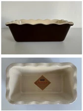 Emile Henry Auberge Williams Sonoma Ruffled Edge Loaf Pan 6164 BROWN with Flaw