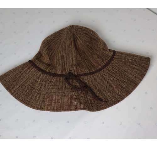 Free People Floppy Brim Hat Brown Knit Boho Sun Hat Beach Vacation - Picture 6 of 6
