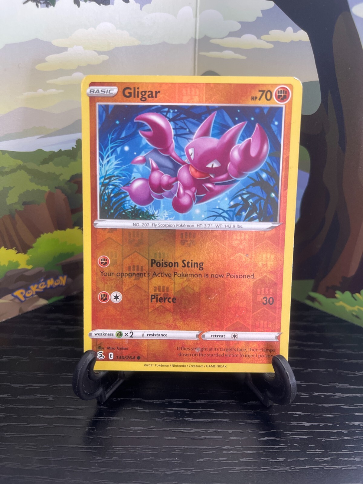 Gligar 140/264 - Fusion Strike - Reverse Holo - Common - Pokemon Card - LP