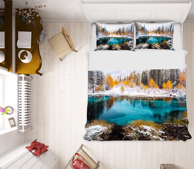 3D Winter Lake A3246 Bed Pillowcases Quilt Duvet Cover Set Queen King Vera 23
