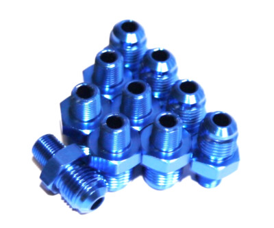 10Pieces 6AN AN-6 TO 1/8'' NPT Male Thread Aluminum Anodized Fitting Adapter BLUE