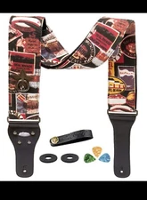 Wepop Guitar Strap Vintage Woven Style Adjustable Acoustic Electric Guitar Bass