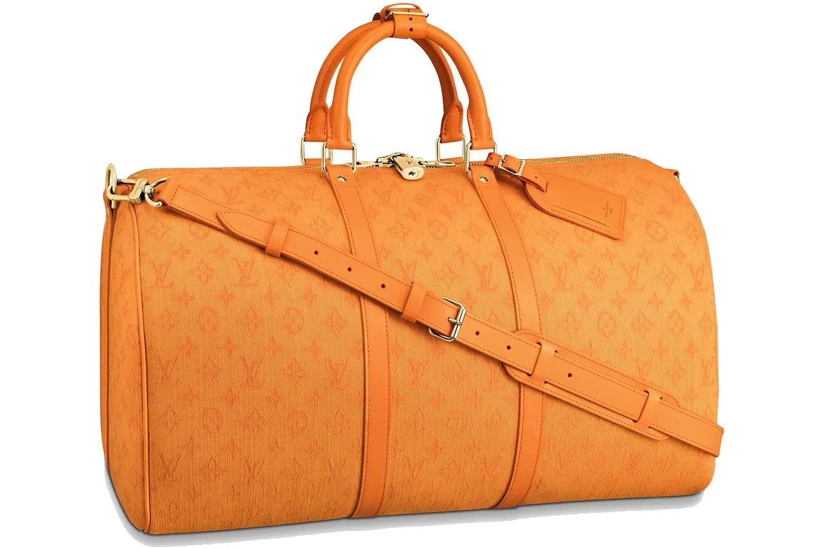 Louis Vuitton Keepall Bandouliere 50 Orange Monogram Leather Weekend Travel  Bag