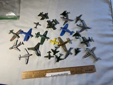 Vint Lot of 24 Small Plastic Planes Airplanes Fighter Jets Military USA German