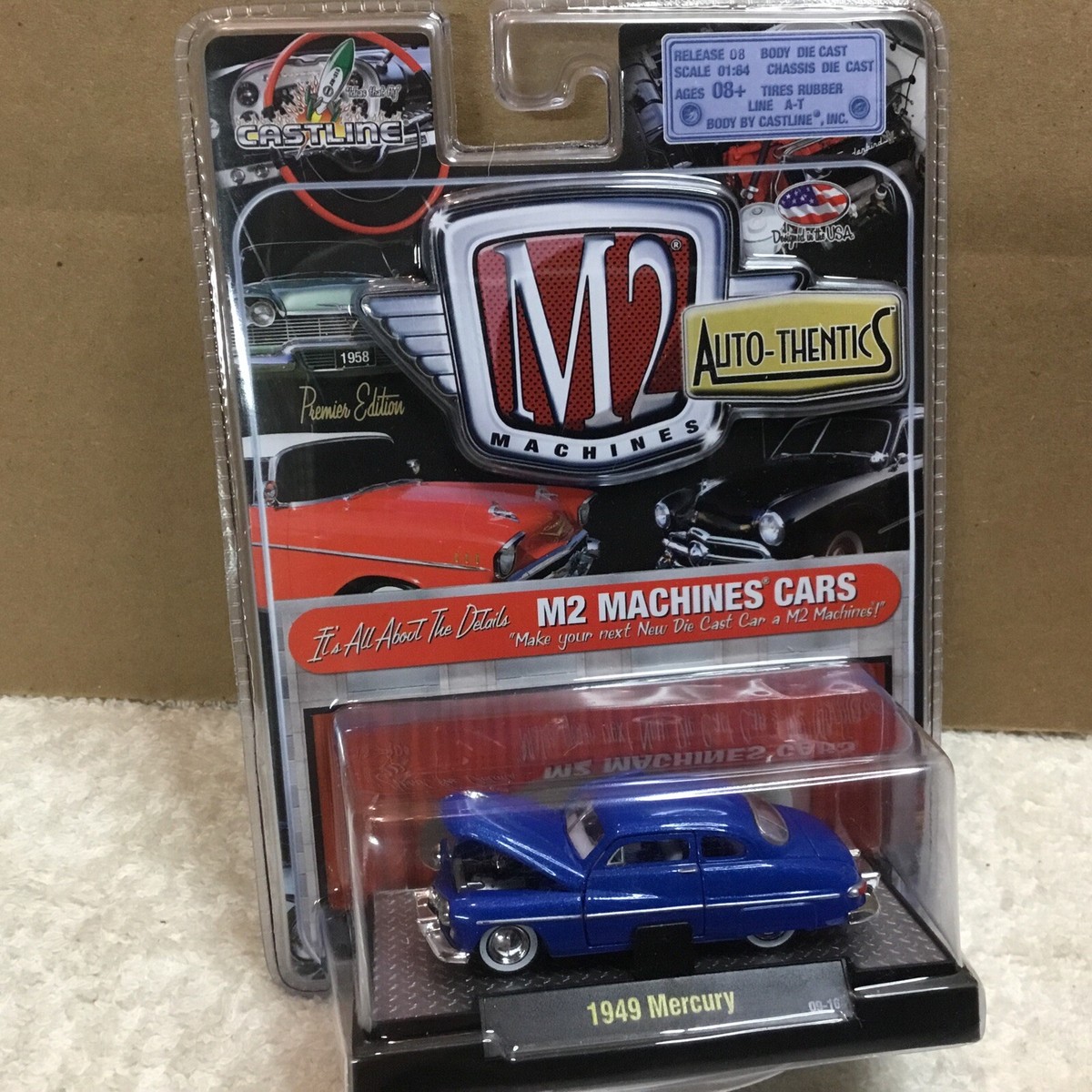 Castline M2 Machines Auto-Thentics 1949 Mercury Blue Sparkle Die