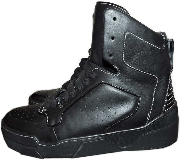 $890 Givenchy Sneakers Black Leather TYSON High Top Lace up Shoes