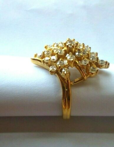 Enorme anillo de cóctel de diamantes moissanita de 1,5 quilates chapado en oro amarillo plateado - Imagen 3 de 12