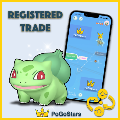 SHINY Bulbasaur - Pokemon TRADE GO- Registered Trade - Read Description