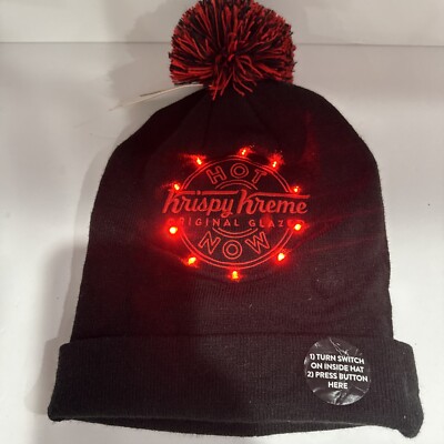 Black Krispy Kreme Doughnut Beanie - Advertising Promotional Beanie Lighted Hot