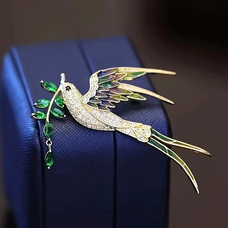 Broche Paloma Paz Circón Verde Cobre de Lujo Mujeres Niñas Regalo Único Nuevo Foto 2 de 4