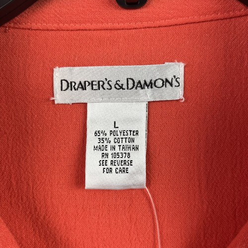 Drapers & Damons Womens Roll Tab Sleeve Shirt Orange Top Large - Picture 9 of 10