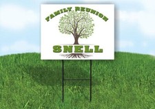 SNELL FAMILY REUNION GR TREE 18 in x24 in Yard Sign Road Sign with Stand