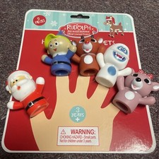Rudolph The Red Nosed Reindeer Christmas Holiday 5 Piece Finger Puppets- New