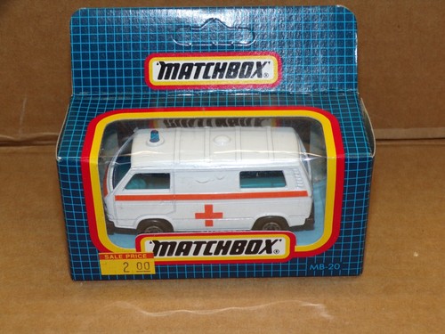 VINTAGE MATCHBOX MB-20 VW TRANSPORTER AMBULANCE ~ MINT IN OPEN BOX !