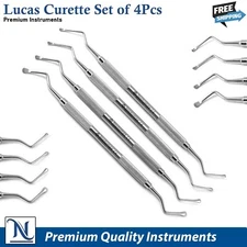 4Pieces Set Dental Lucas Bone Curettes Periodontal Extraction Oral Surgery Tools