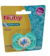 Nuby Classic Oval Pacifier Helps Calm Rocket Moon Stars BPA Free Large 12M+ New