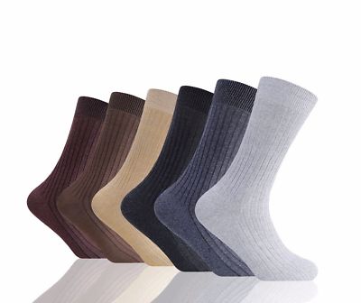 12 Paar Herren 100 % reine Baumwolle Ripp Socken Komfort weicher Griff Diabetiker 6-11 & 10-13