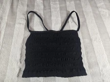 Free People Intimately Crop Cami XS/S Black Spaghetti Straps Stretch Ribbed NWOT