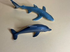 Used Schleich 16096 Blue Shark & 16088 Dolphin 1:32 Marine Ocean 2007-2013 Rare