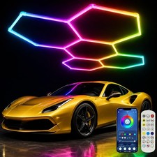 25Pack RGB Hexagon LED Garage Lights, Music Sync, App  Remote, DIY 5 Hex