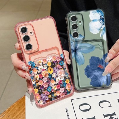 TPU mit Kartenfach Rosa Hülle für Samsung S25 S26 Ultra S24 S23 A56 A17 A55 A16