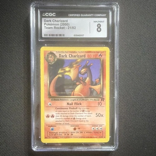 Pokémon Dark Charizard Team Rocket 21/82 CGC 8 80 HP Nail Flick Card