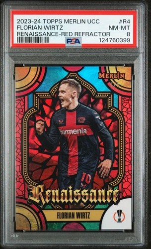Florian Wirtz [Red Refractor] #R-4 2023 Topps Merlin UEFA Renaissance card