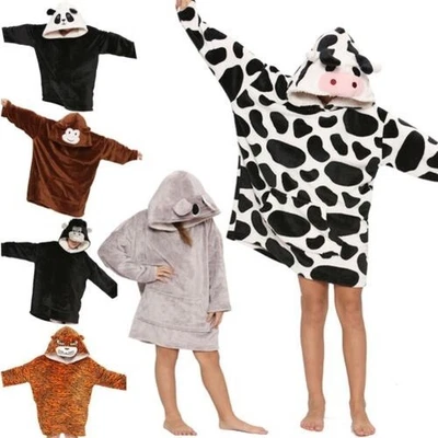Unisexe Hommes Femmes Très Grand Capuche Animal Blottir Couverture En Polaire - Photo 1/2