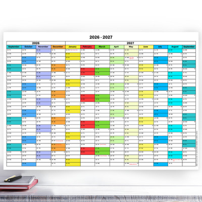 2026-2027 Akademischer Jahresmitte Kalender Wandplaner Home Office 12 Monate Planer