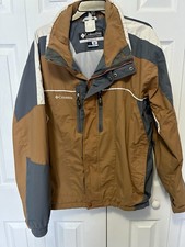 Columbia Men  s Ski Jacket - XL Brown Grey White Poly SHELL ONLY Early Y2K 69724